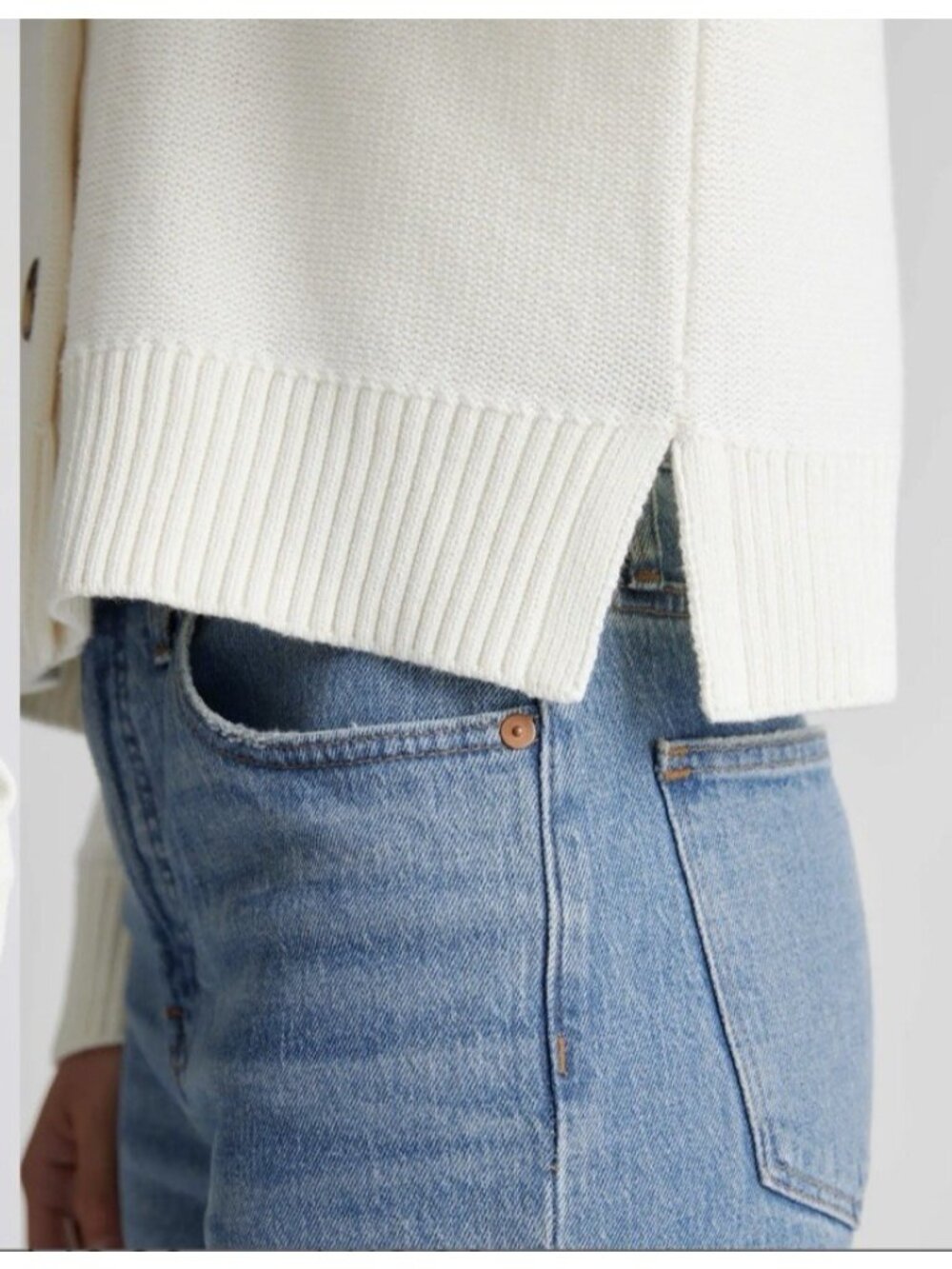Quince 100% Organic Cotton Cropped Cardigan Ivory Size XS - Picture 9 of 16